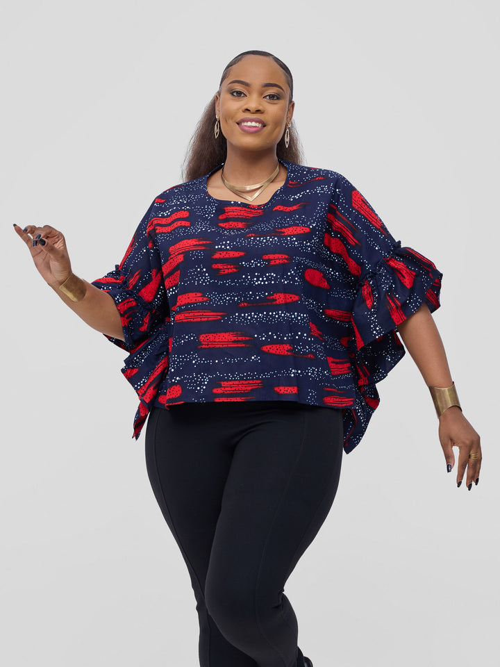 Safari Kitenge Side Frill Kaftan - Maya