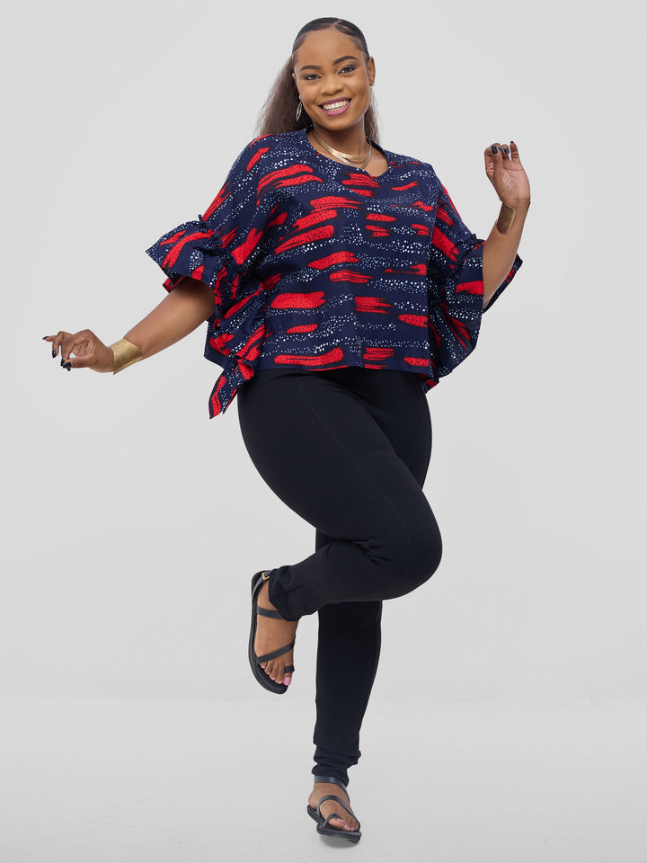 Safari Kitenge Side Frill Kaftan - Maya