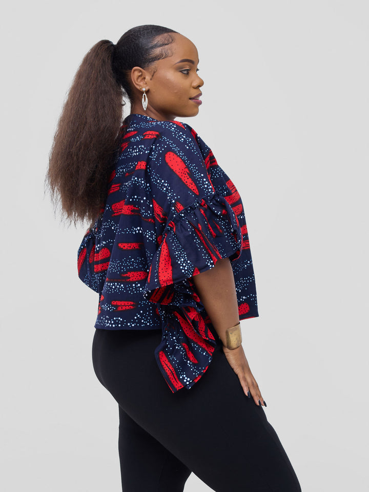 Safari Kitenge Side Frill Kaftan - Maya