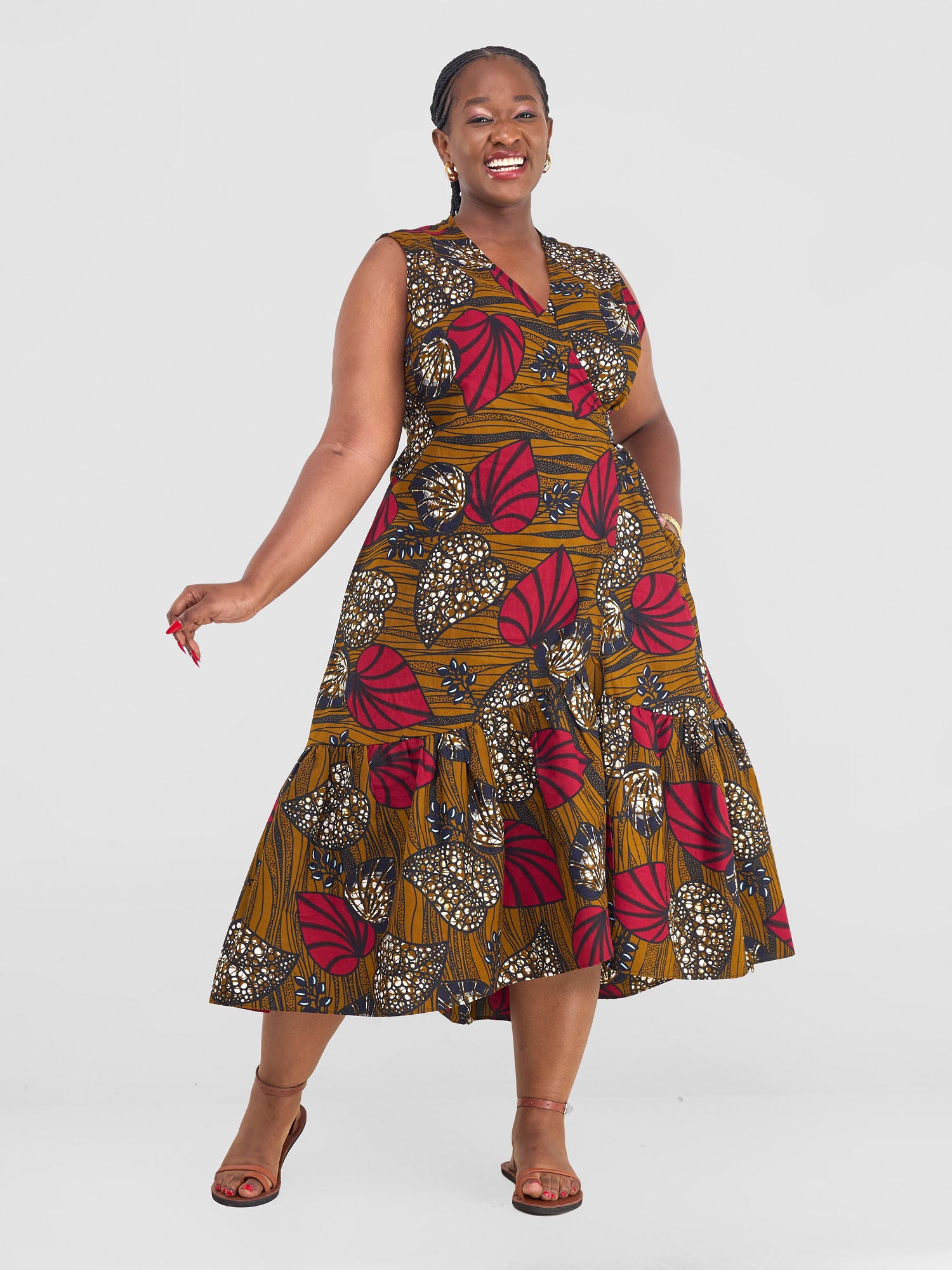 Safari Savannah Midi Wrap Dress - Sipo Vivo Woman US Safari Savannah Midi Wrap Dress - Sipo Vivo Woman US