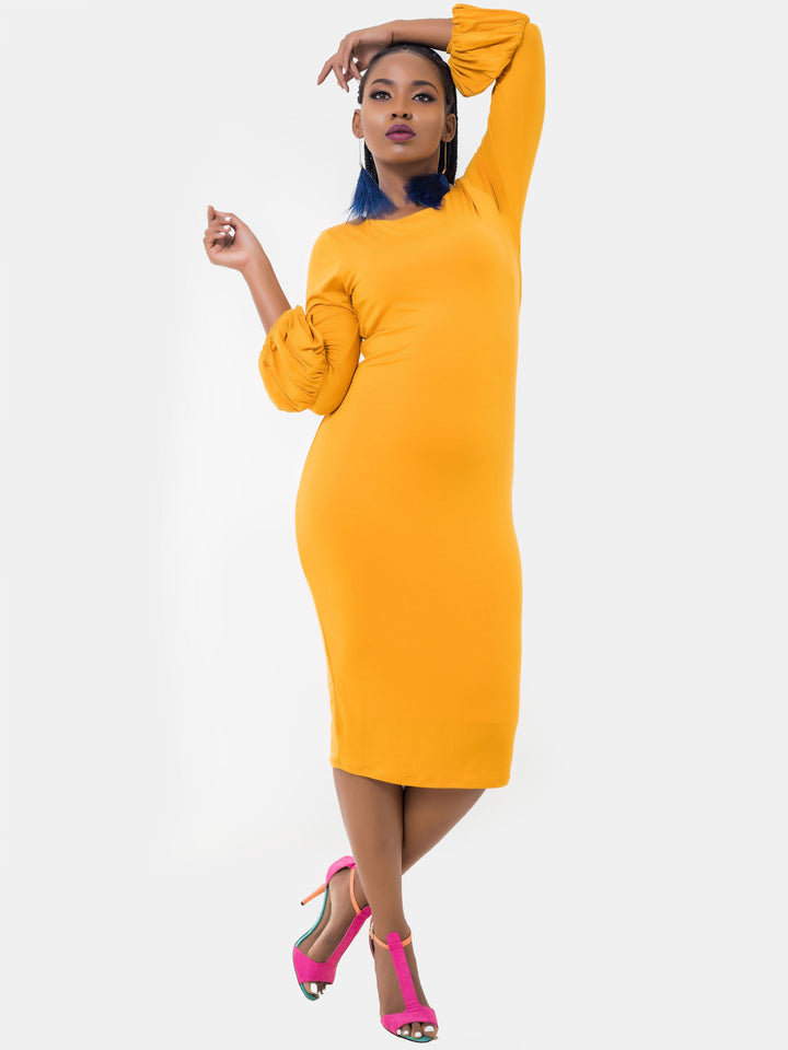 Vivo Basic Puff Sleeved Bodycon Dress