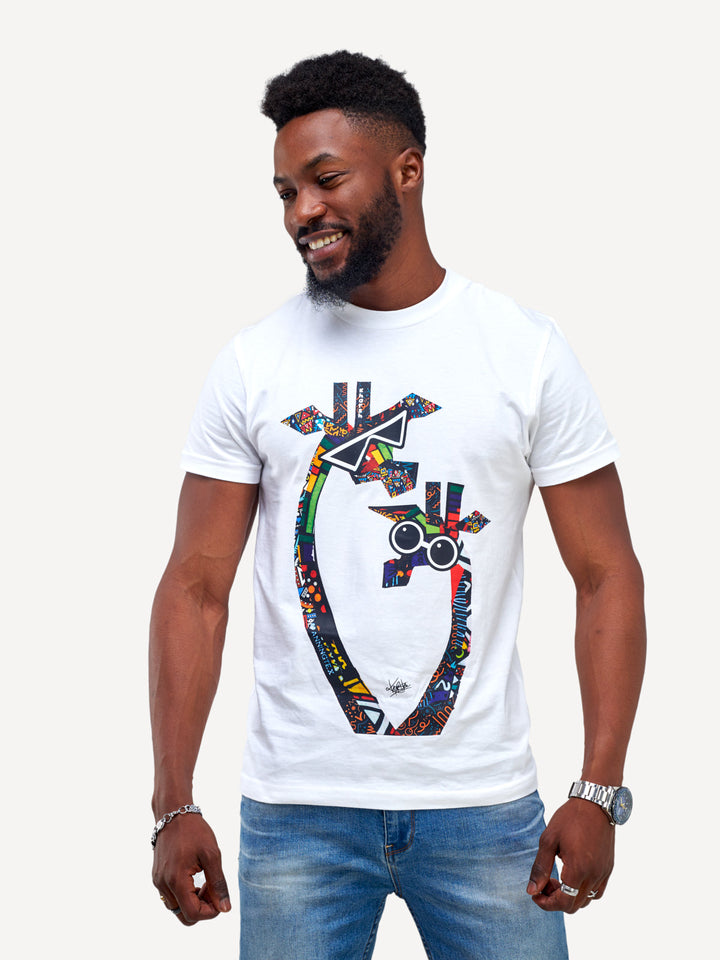 Kitu Kali Graphic Ts: White with Twiga