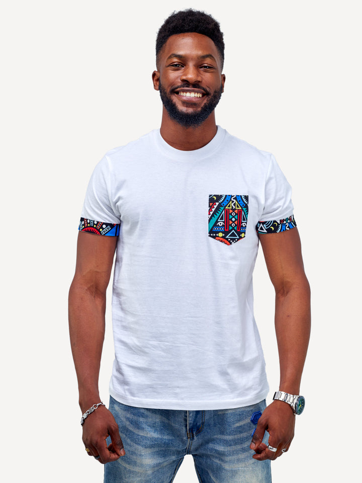 Kitu Kali Premium Ts: White with Blue Tribal