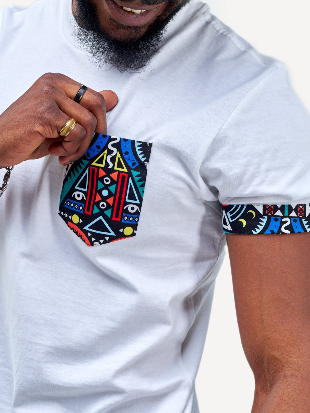 Kitu Kali Premium Ts: White with Blue Tribal