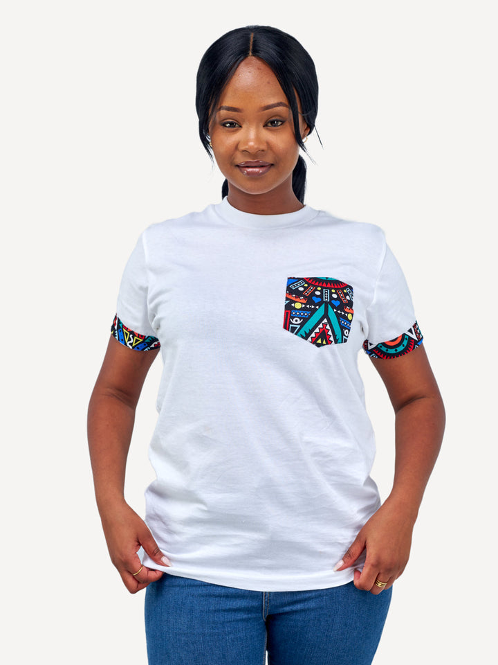 Kitu Kali Premium Ts: White with Blue Tribal