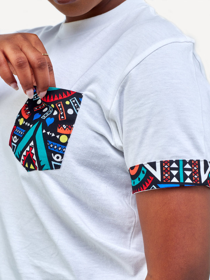 Kitu Kali Premium Ts: White with Blue Tribal