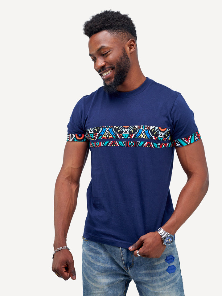 Kitu Kali Premium Ts: Navy with Blue Tribal