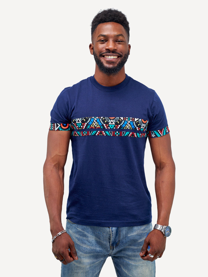 Kitu Kali Premium Ts: Navy with Blue Tribal