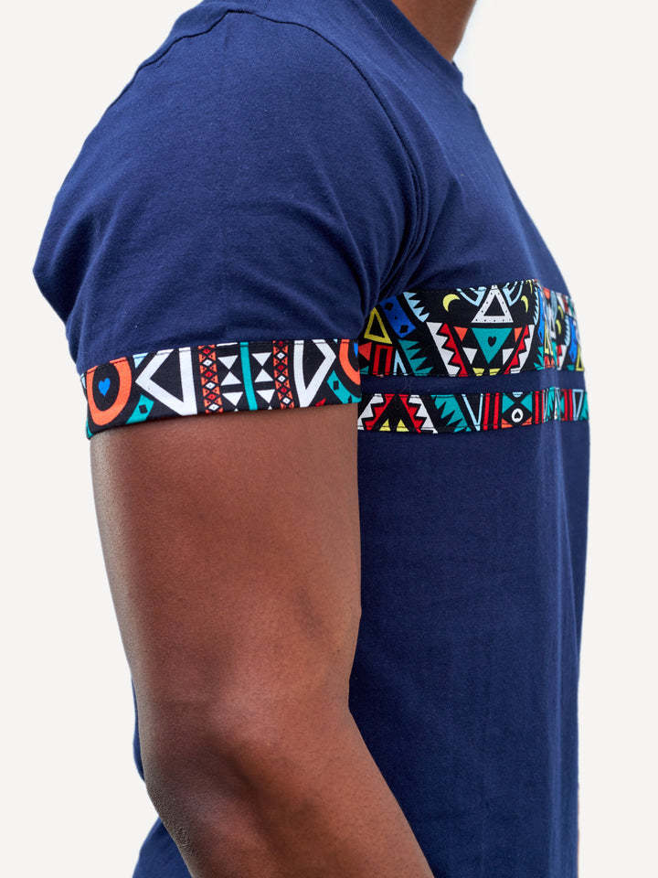 Kitu Kali Premium Ts: Navy with Blue Tribal