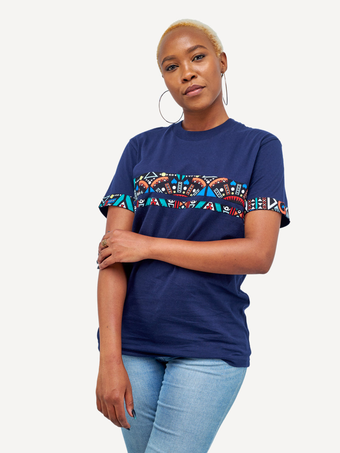 Kitu Kali Premium Ts: Navy with Blue Tribal