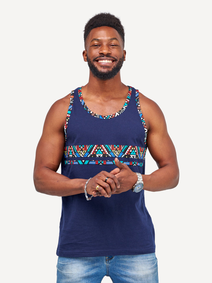 Kitu Kali Tanks: Navy with Blue Tribal