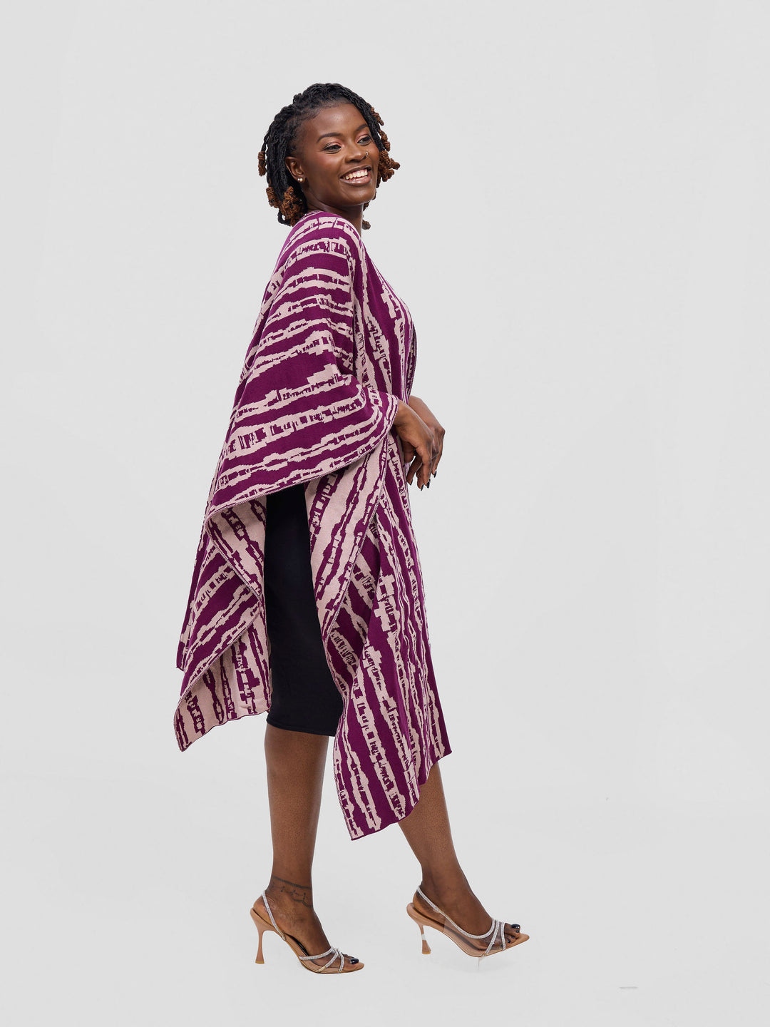 Vivo Reversible Shawl without Fringes - Plum / Champagne Miwa Print