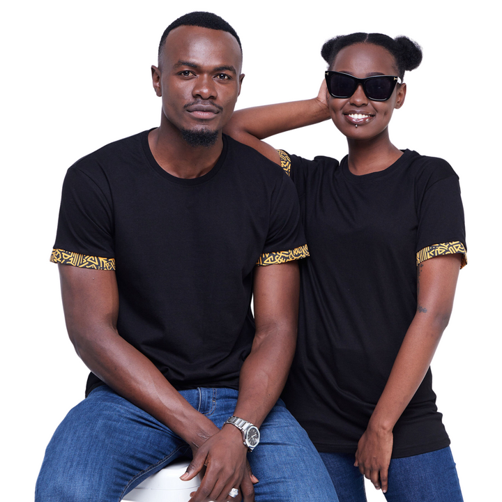 Kitu Kali Premium Ts: Black with Gold KK Print (SLEEVES)