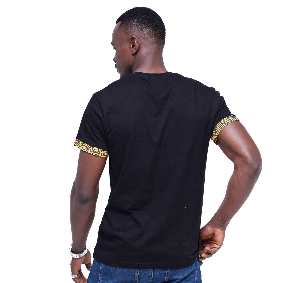 Kitu Kali Premium Ts: Black with Gold KK Print (SLEEVES)