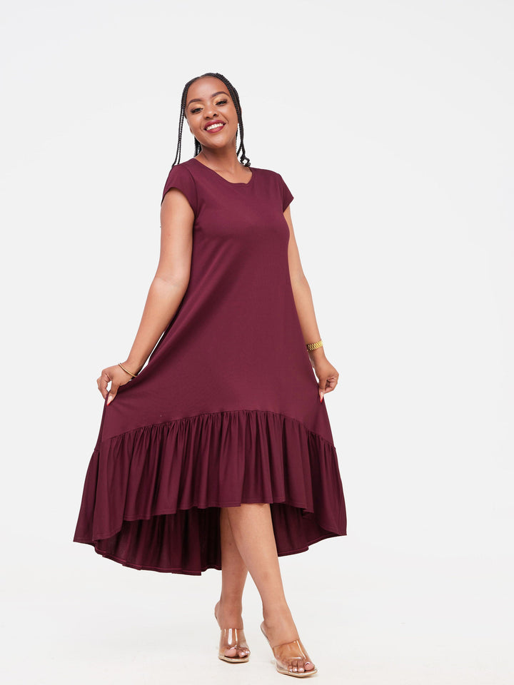 Vivo Lindi High Low Dress - Burgundy