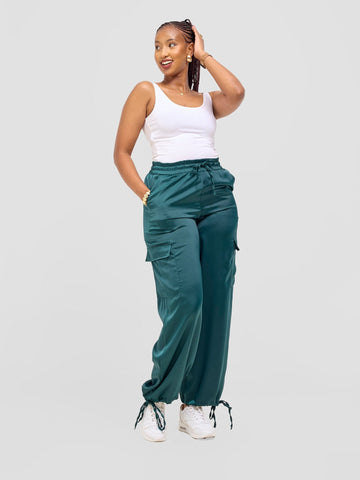 Vivo Alek Wide Leg Pants - Dark Teal /Mustard Print main image 0