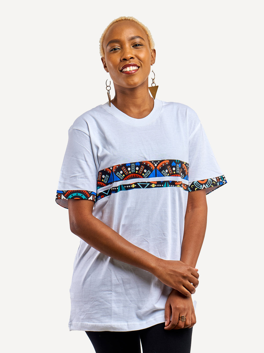 Kitu Kali Premium Ts: White with Blue Tribal 2 Strip