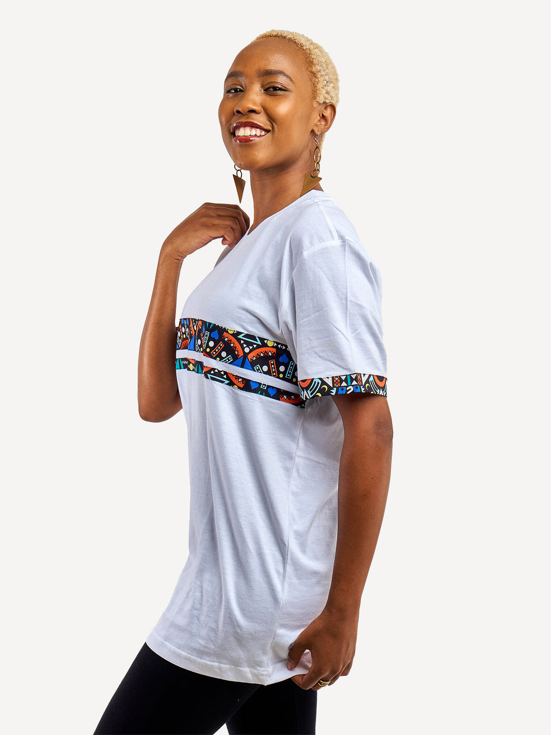 Kitu Kali Premium Ts: White with Blue Tribal 2 Strip