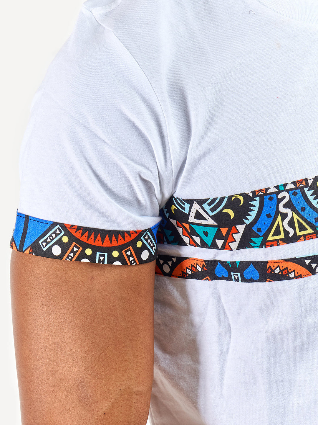 Kitu Kali Premium Ts: White with Blue Tribal 2 Strip