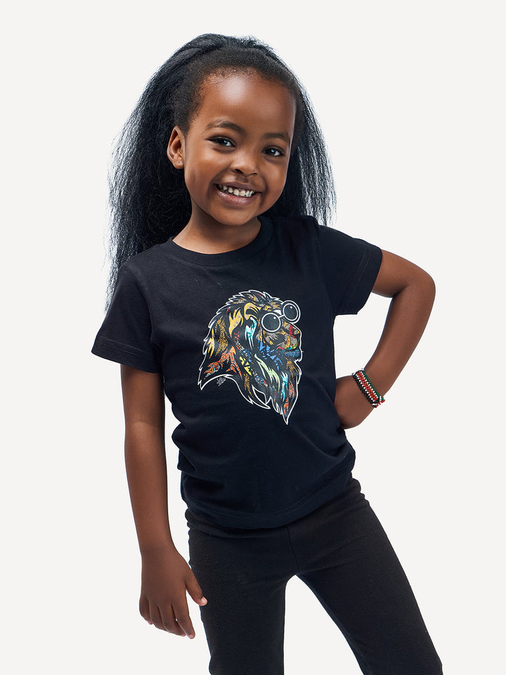 Kitu Kali Kids Ts: Black with Simba