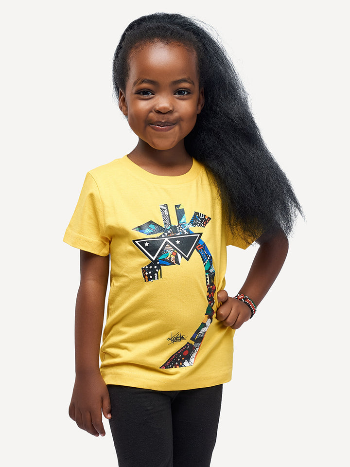 Kitu Kali Kids Ts: Yellow with Twiga