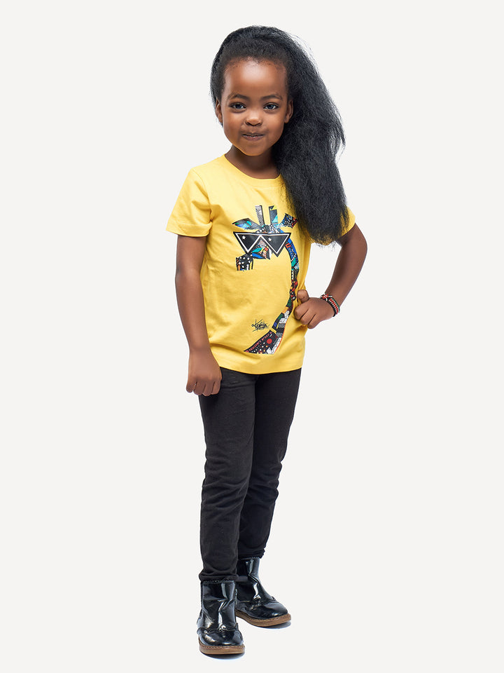 Kitu Kali Kids Ts: Yellow with Twiga