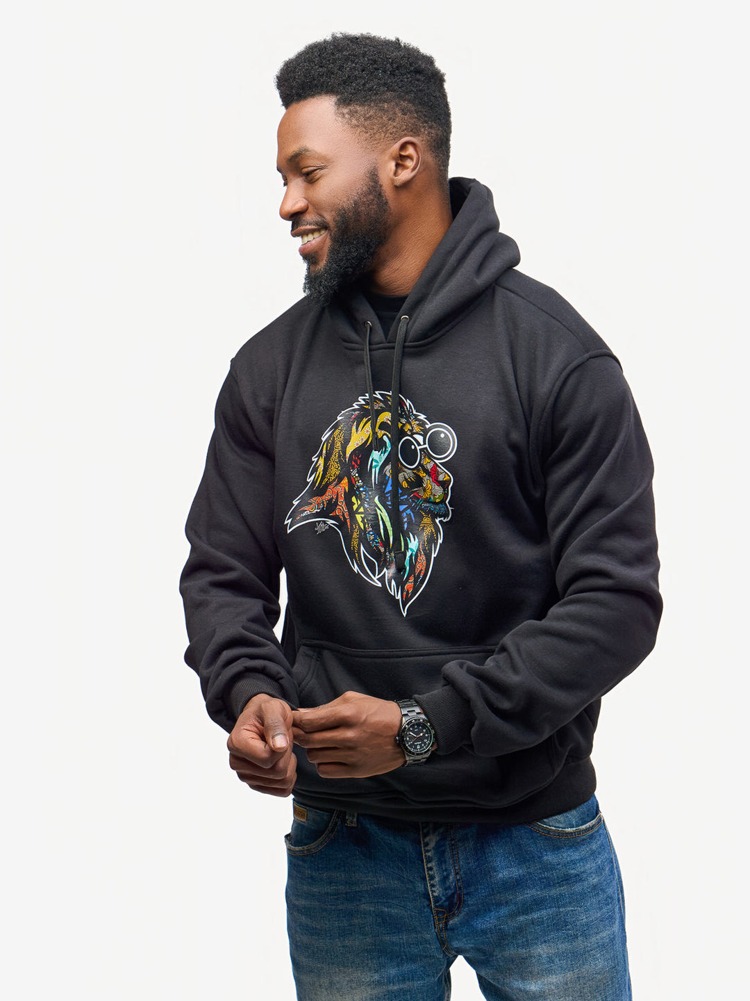 Kitu Kali Graphic Hoodies: Black with Simba