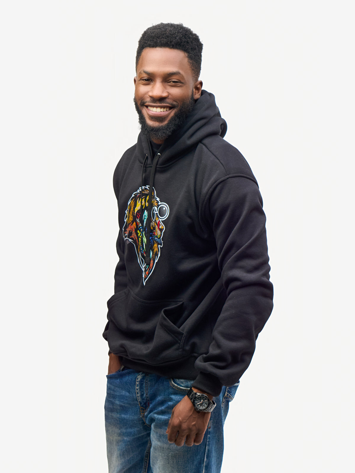 Kali Graphic Hoodies: Black with Simba