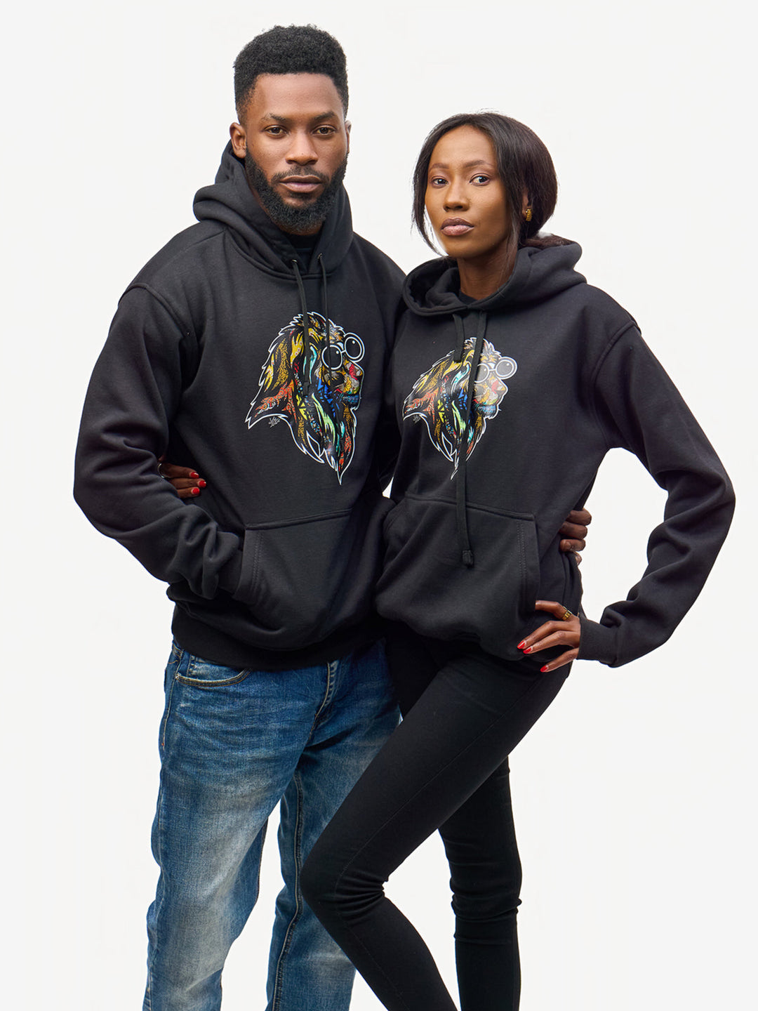 Kitu Kali Graphic Hoodies: Black with Simba