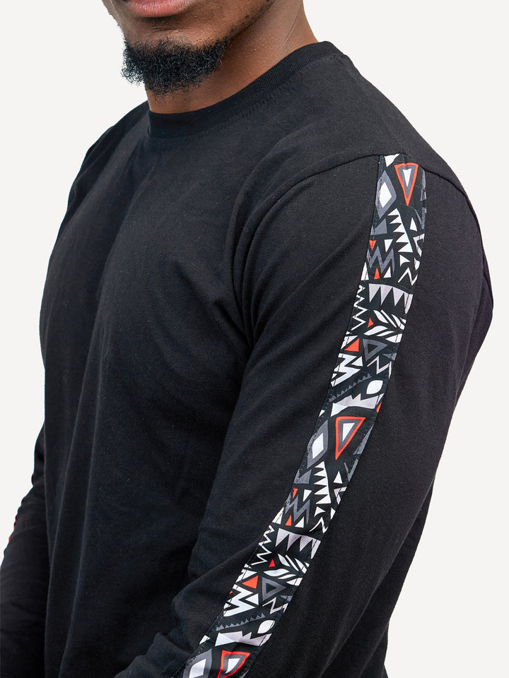 Kitu Kali Long-Sleeve Ts: Black with Red & Grey KK