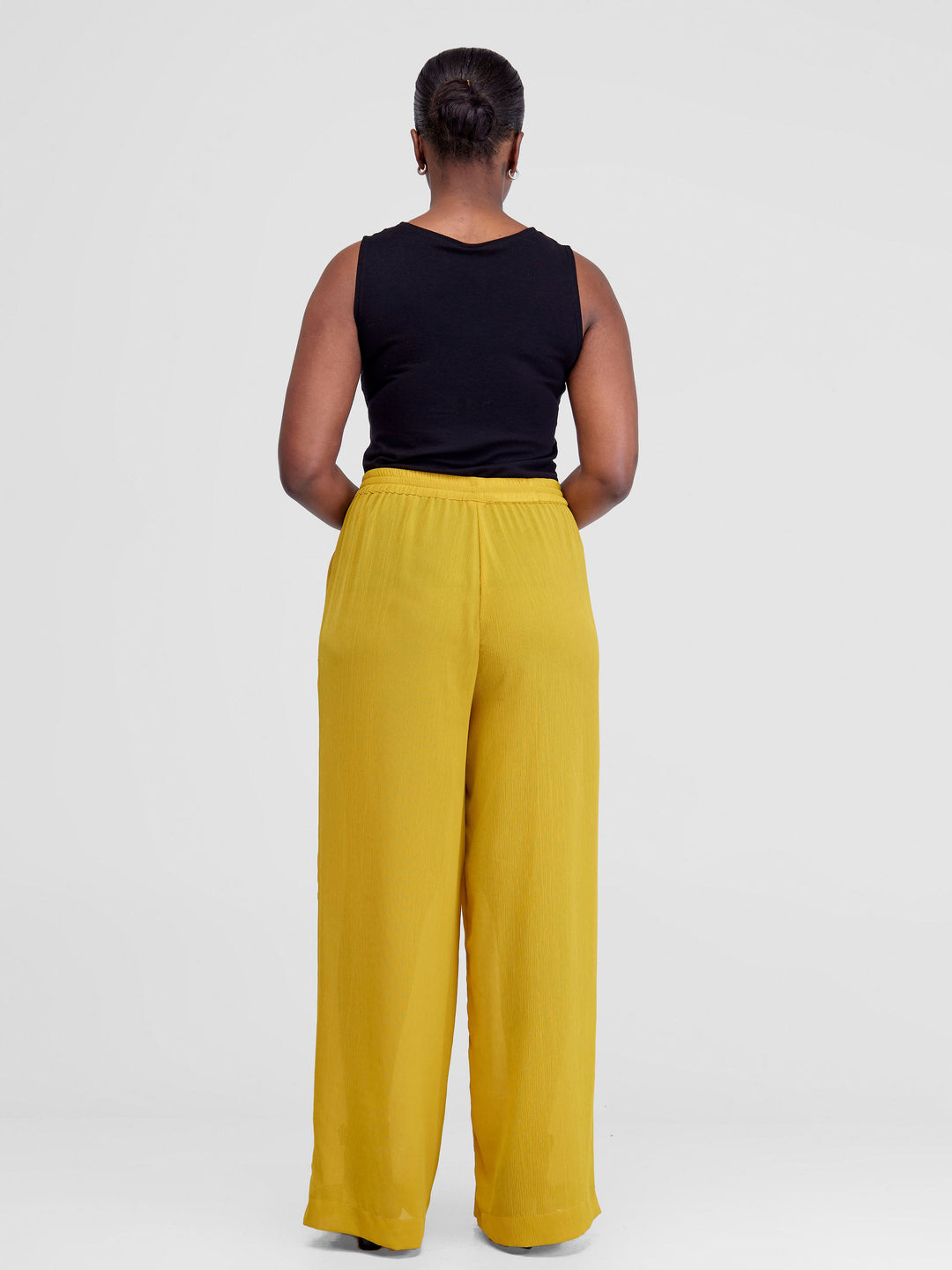 Vivo Wide Leg Chiffon Pants - Oil Yellow