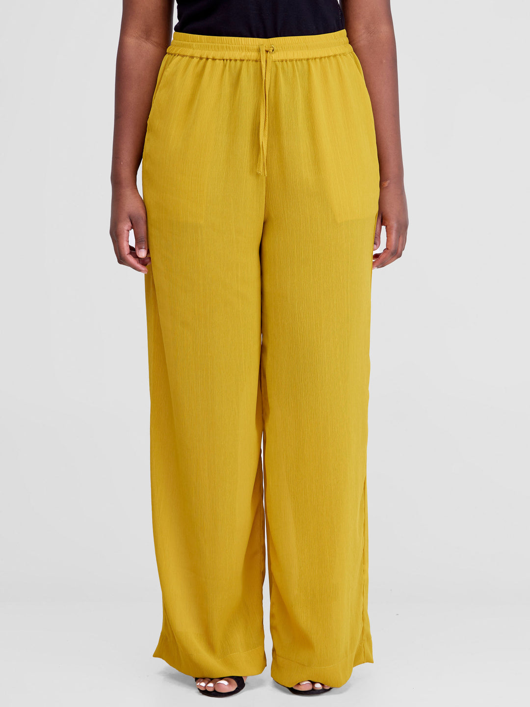 Vivo Wide Leg Chiffon Pants - Oil Yellow