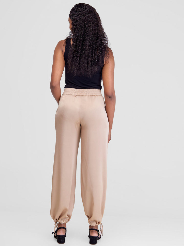 Vivo Satin Drawstring Pants - Sand