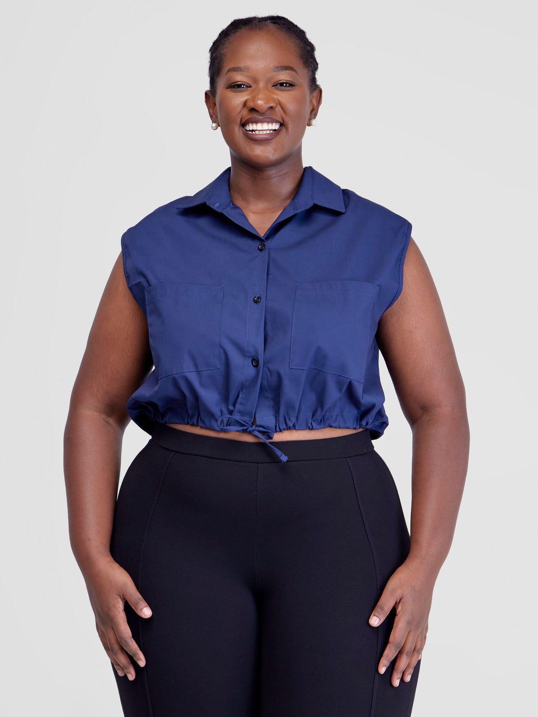 Safari Kamari Drop Shoulder Top - Navy Blue