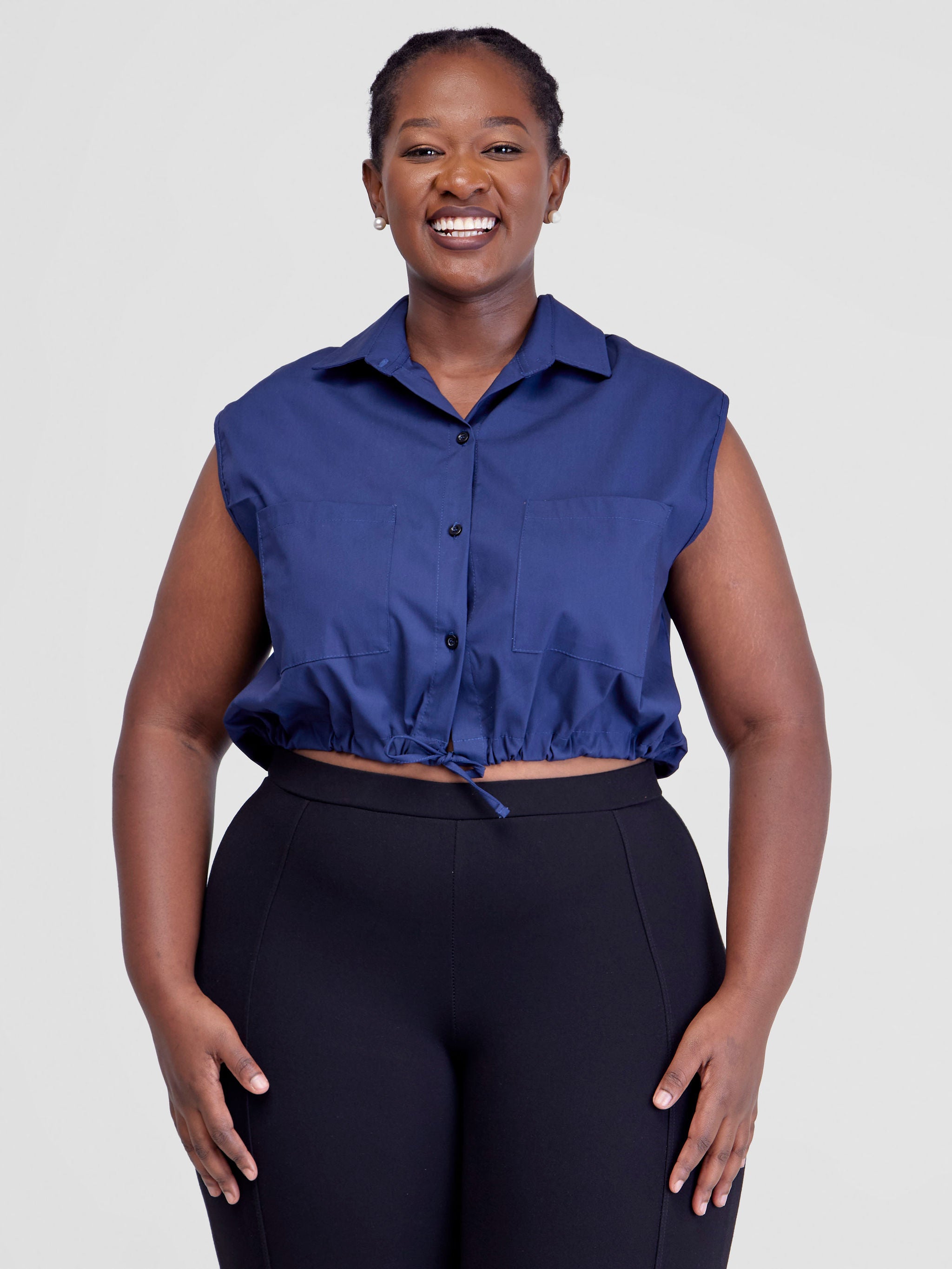 Safari Kamari Drop Shoulder Top - Navy Blue