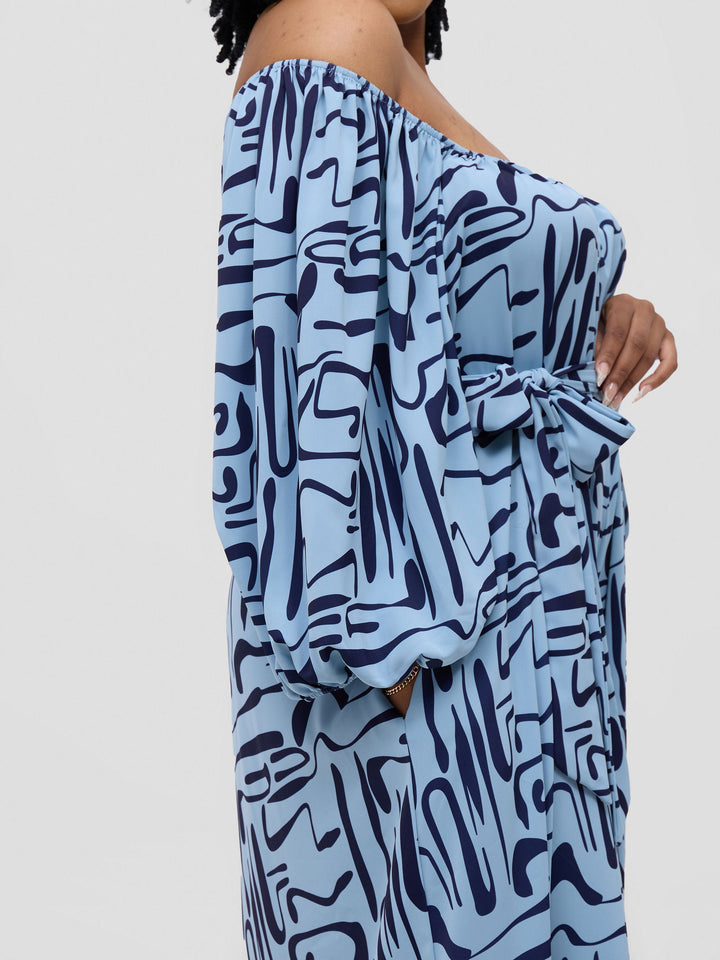 Vivo Serwa Wide Leg Jumpsuit - Baby Blue / Navy Sera Print