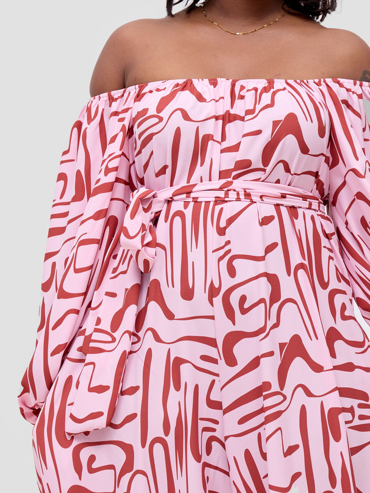 Vivo Serwa Wide Leg Jumpsuit - Pink /  Rust Sera Print