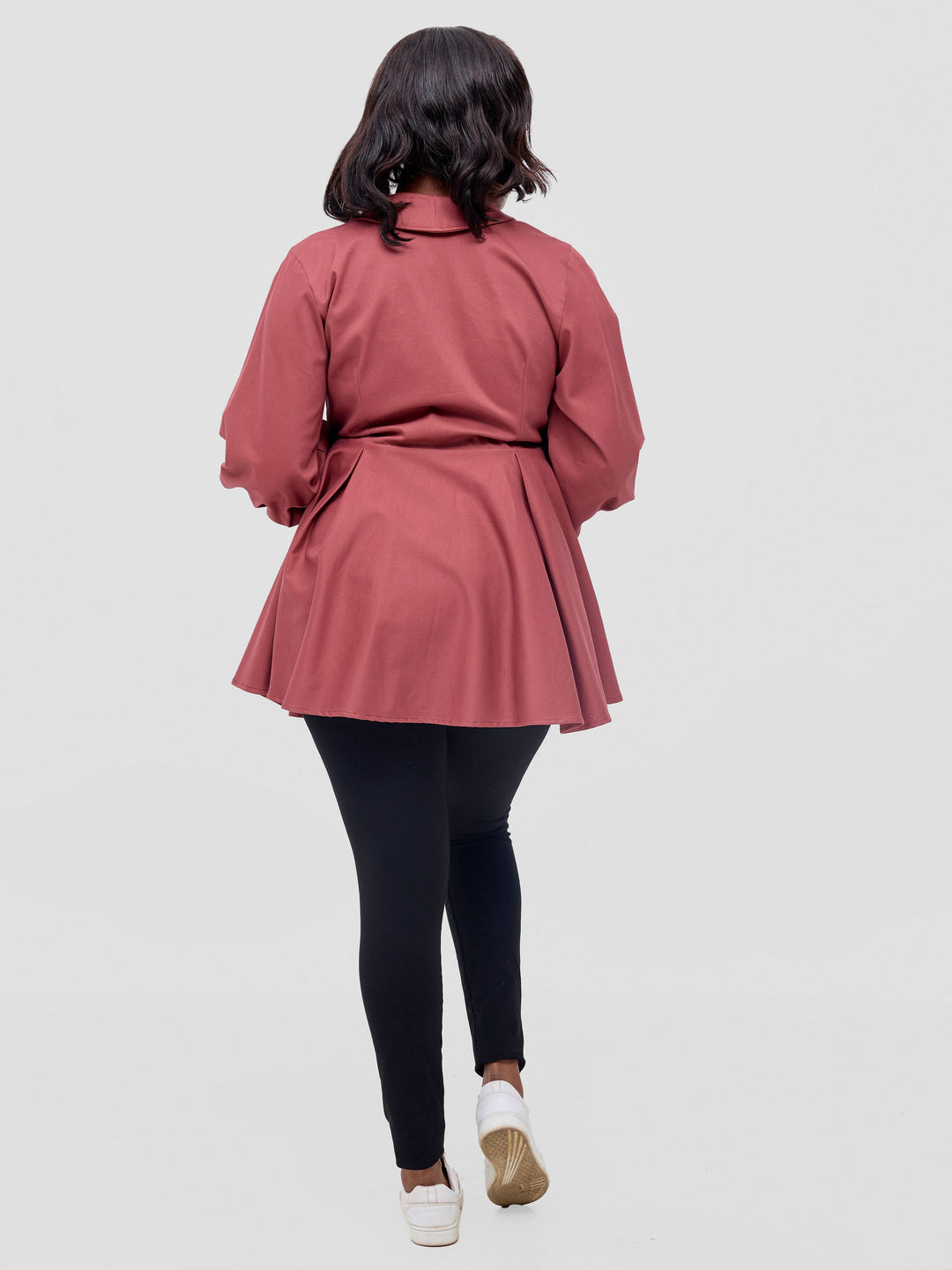 Safari Hawi Peplum Bishop Sleeve Wrap Coat - Cherry