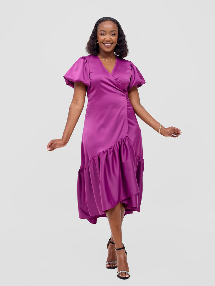 Vivo Merika Midi Wrap Dress - Light Plum