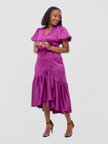 Vivo Pendo Cap Sleeve High Low Tent Dress - Navy Blue