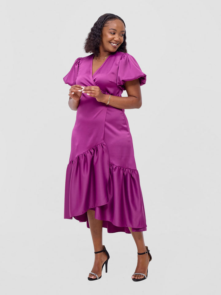 Vivo Merika Midi Wrap Dress - Light Plum