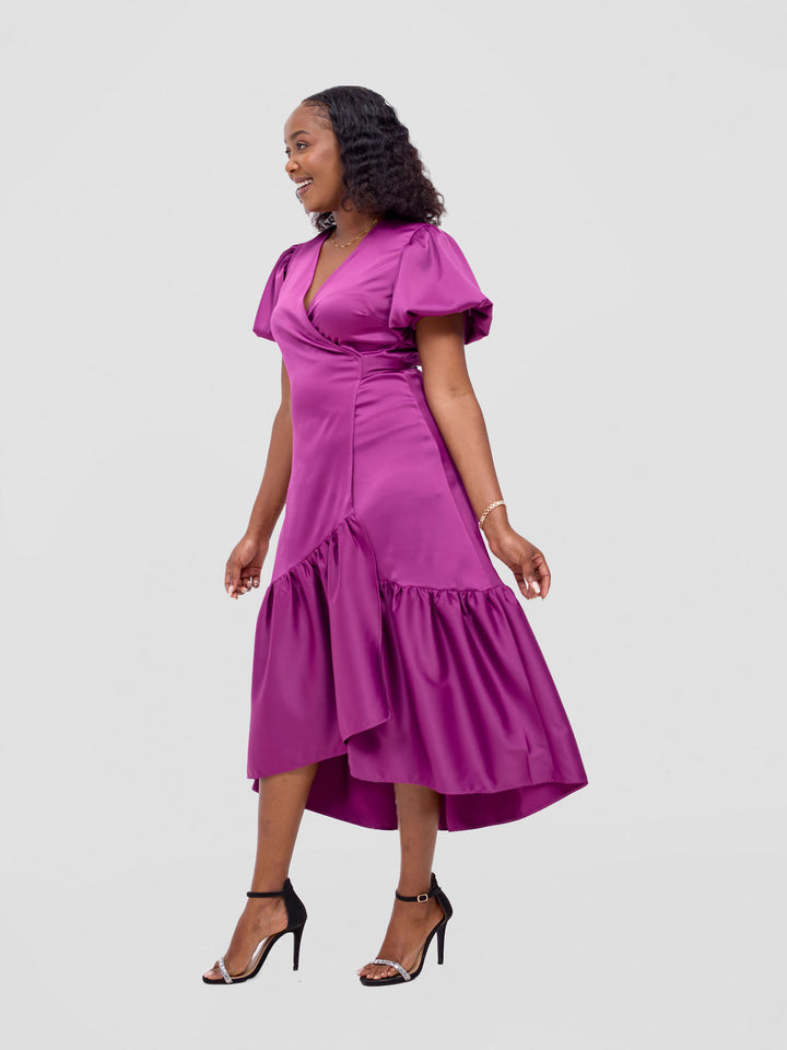 Vivo Merika Midi Wrap Dress - Light Plum