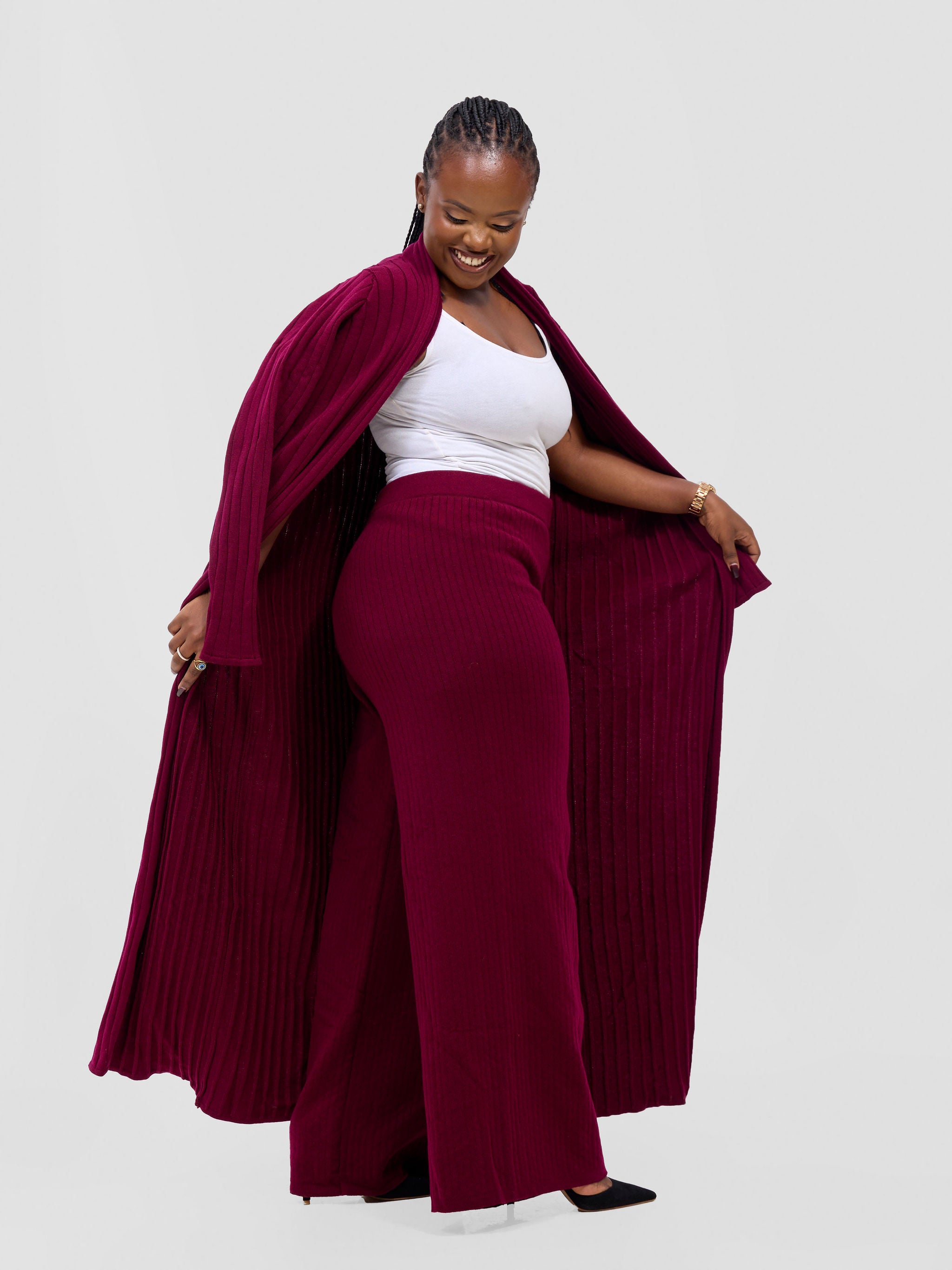 Vivo Lalani Rib Maxi Waterfall - Maroon