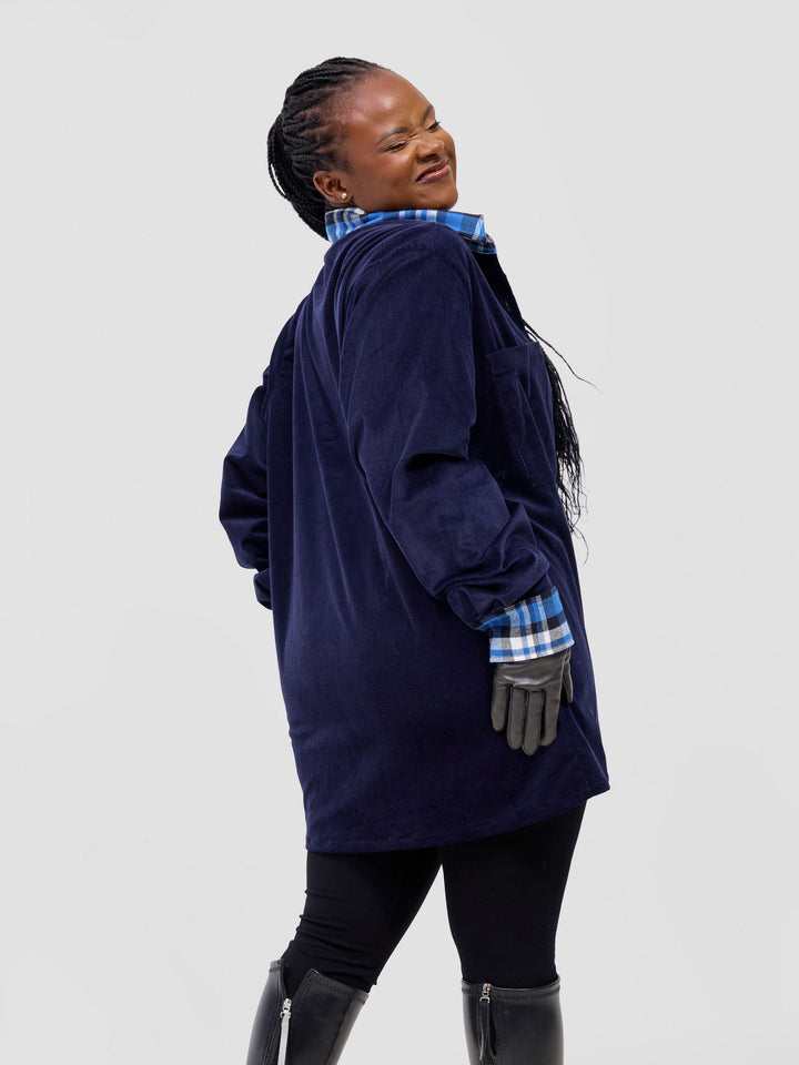 Zoya Aridi Unisex Shacket (Corduroy) - Navy / Blue Flannel