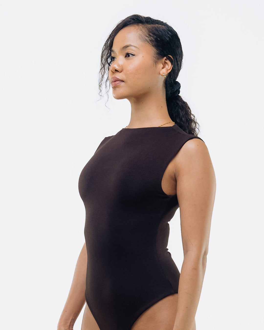 Vivo X This Is Essential  Sleeveless High Neck Bodysuit - Chocolate