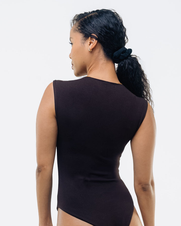 Vivo X This Is Essential  Sleeveless High Neck Bodysuit - Chocolate