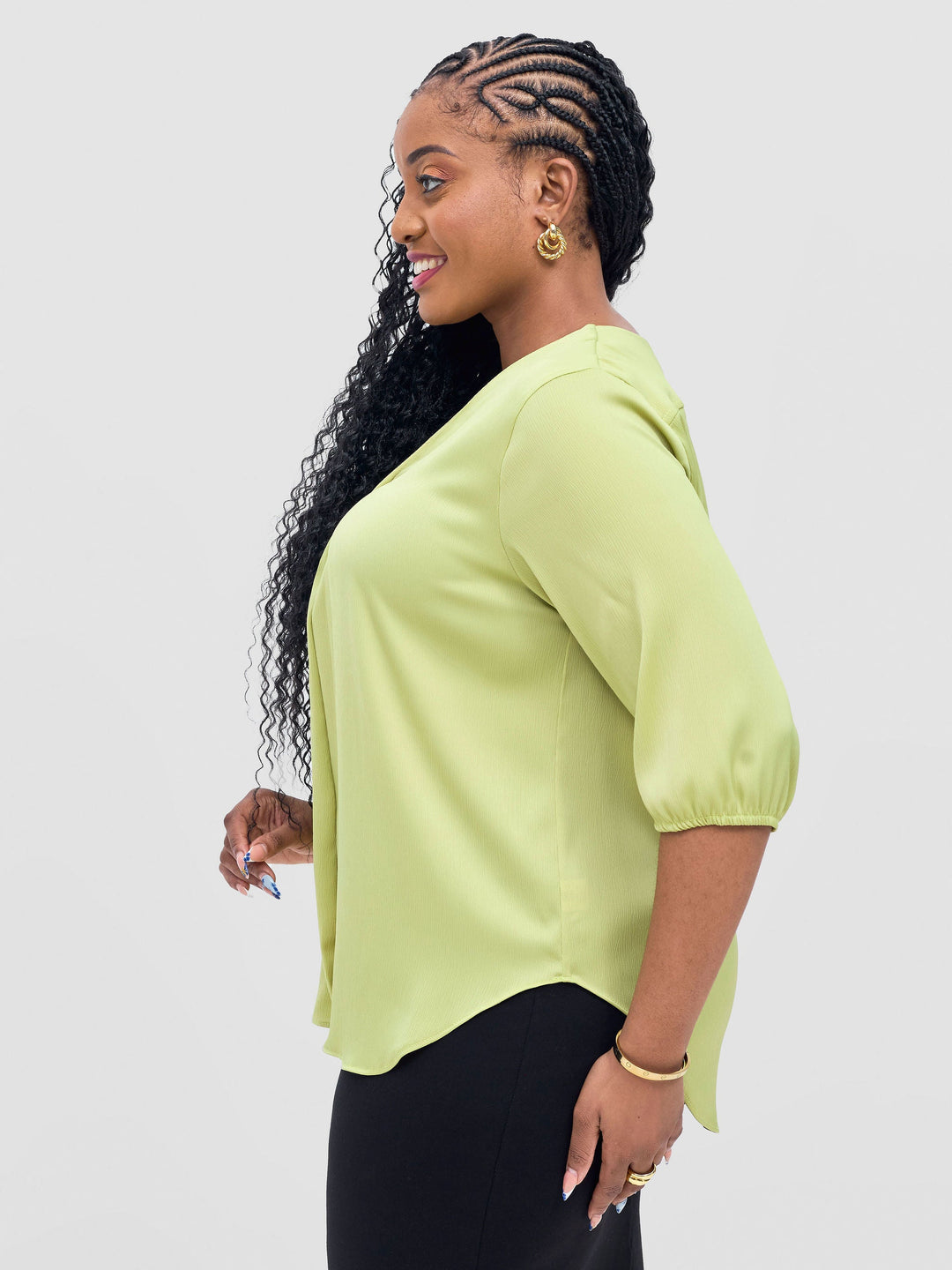 Vivo Dua 3/4 Sleeved V Neck Shirt - Lime