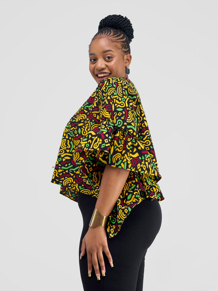 Vivo Kitenge Side Frill Kaftan - Tafo