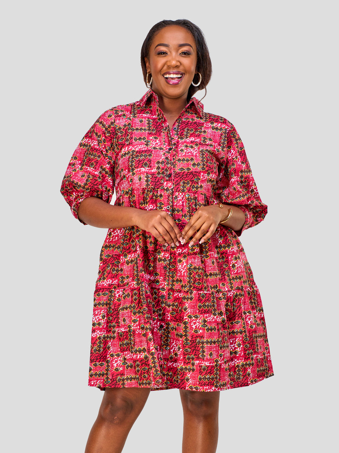 Vivo Safari Tiered Shirt Dress - Semliki