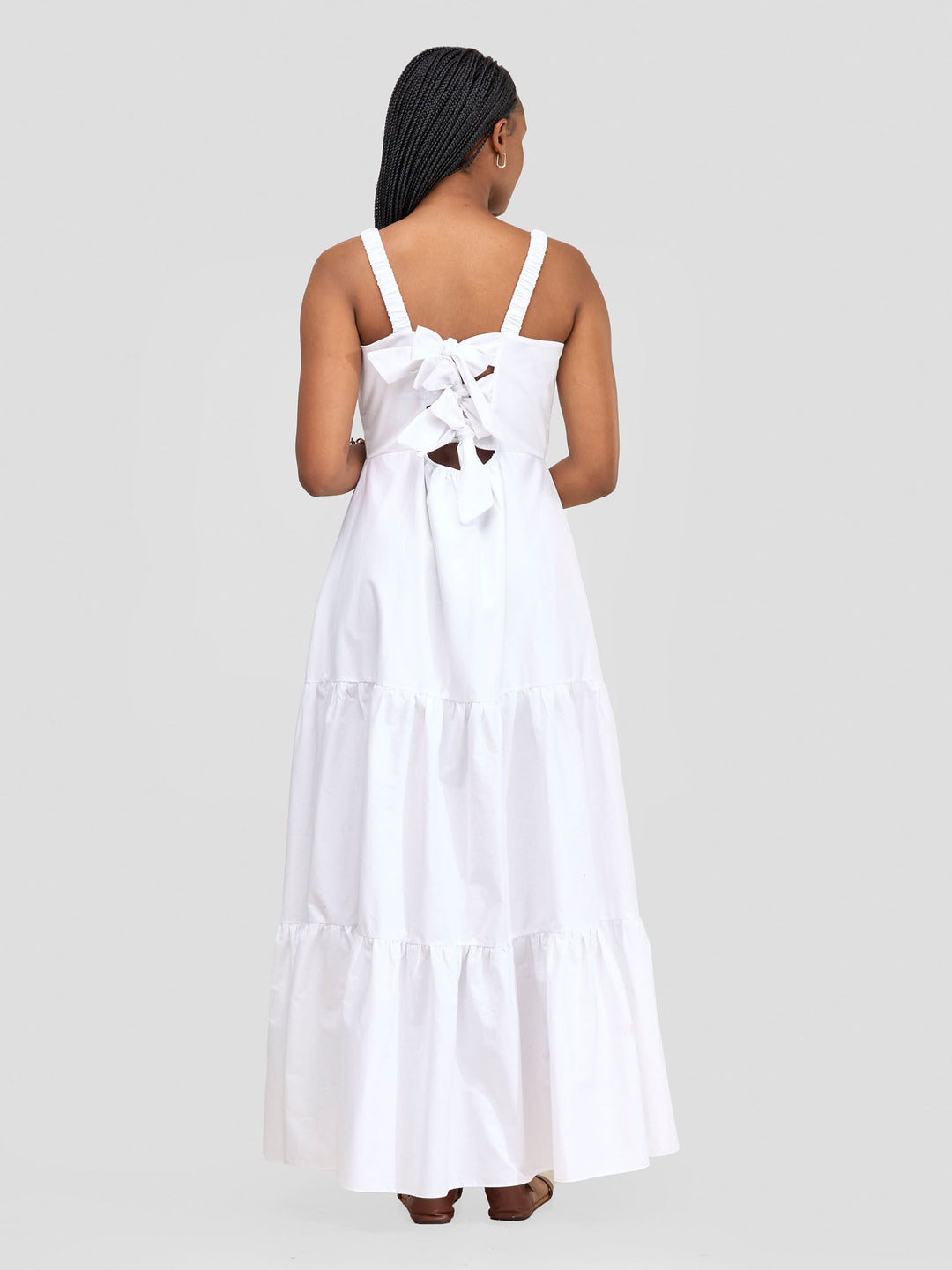 Safari Tie Back Maxi Dress - White